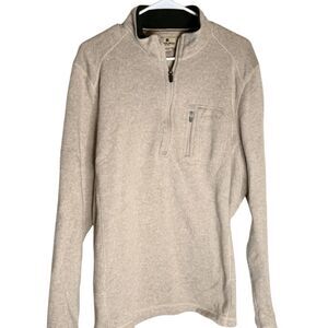 Woolrich Men's Quarter Zip Heather Knitted Pullover Sweater Beige‎ Size XL